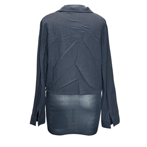 Womens Black Wrap Front Shirt - Medium - Picture 3 of 9